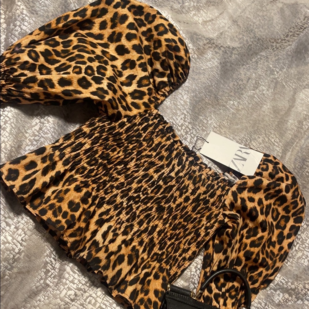 Zara animal print puff blouse - Picture 5 of 7